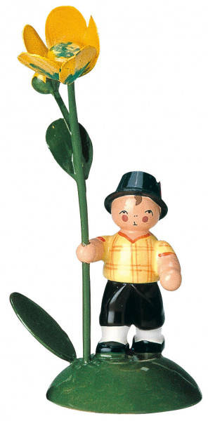 Blumenkind Junge mit Butterblume